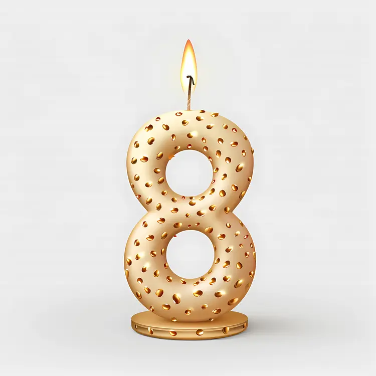 Golden Number 8 Candle for Celebrations