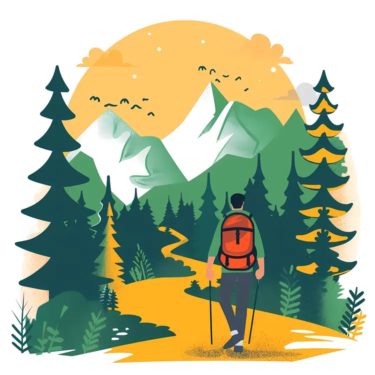 Hiker in Forest Landscape