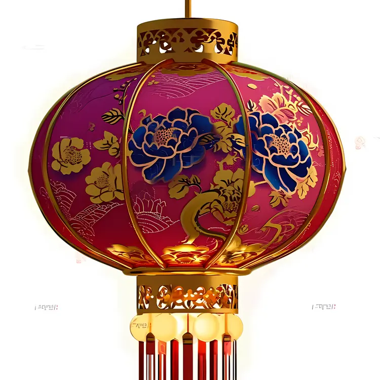 Decorative Lantern with Flowers for Chinese New Year
