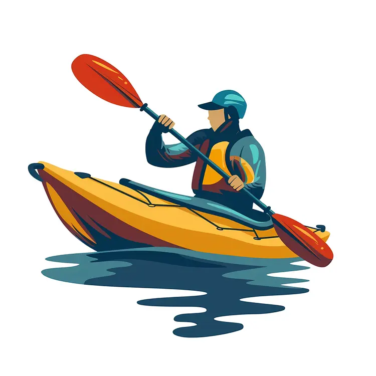 Kayaker Paddling in Yellow Kayak
