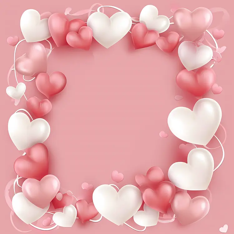 Square Frame with Pink and White Hearts