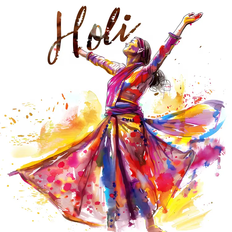 Colorful dancer celebrating Holi festival