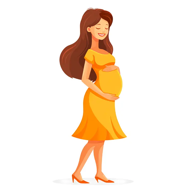 Pregnant Woman in Yellow Dress and Heels