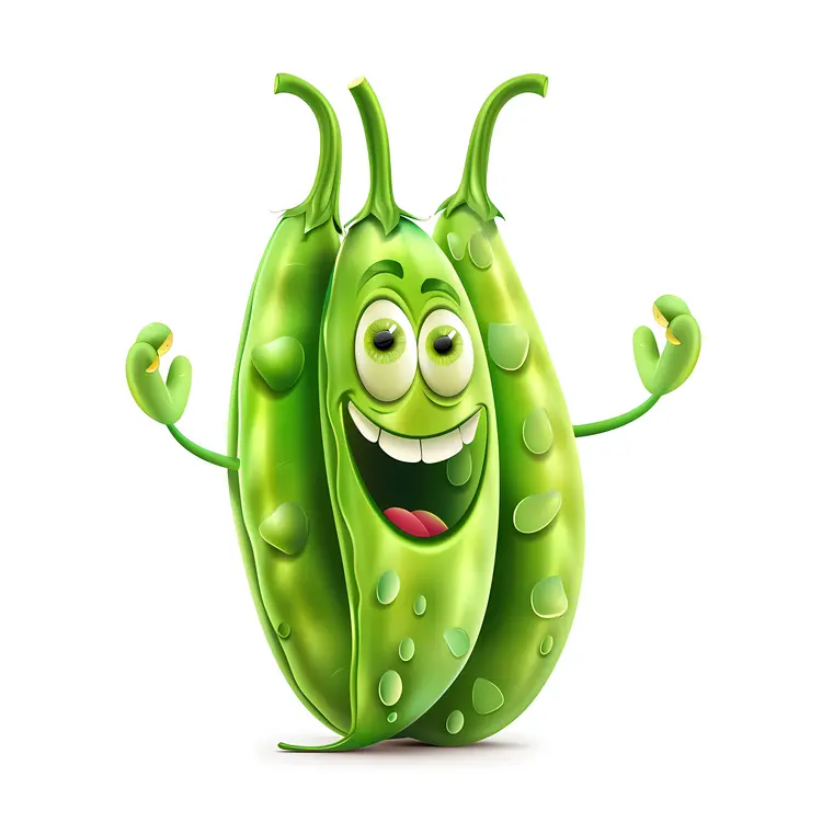 Happy Green Pea Cartoon