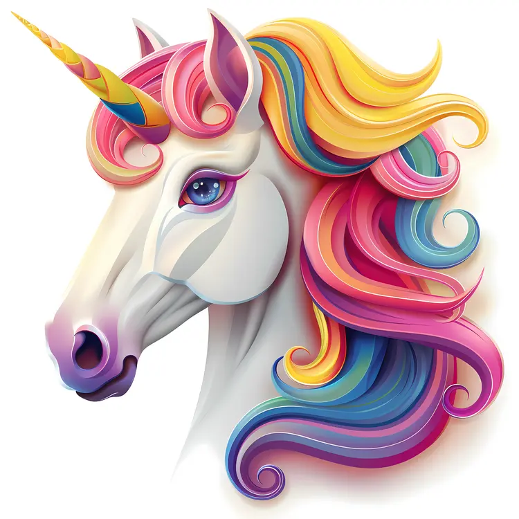 Rainbow Unicorn with Colorful Mane