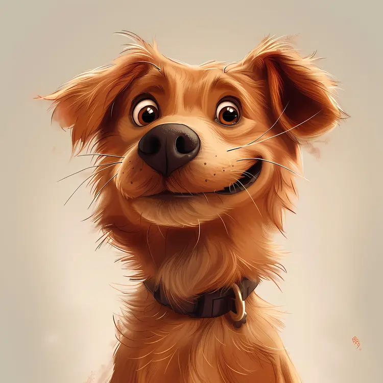 Happy Brown Cartoon Dog