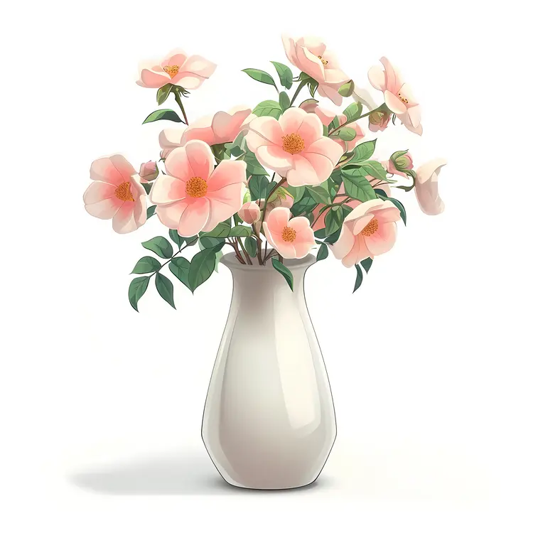 Elegant Pink Flowers in a Simple White Vase
