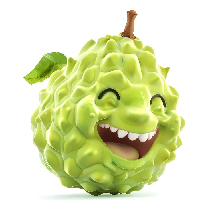 Happy Green Fruit with Leaf