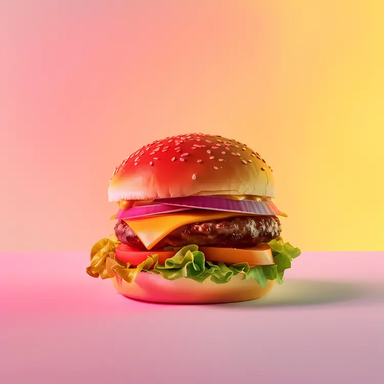 Appetizing Cheeseburger with Fresh Vegetables