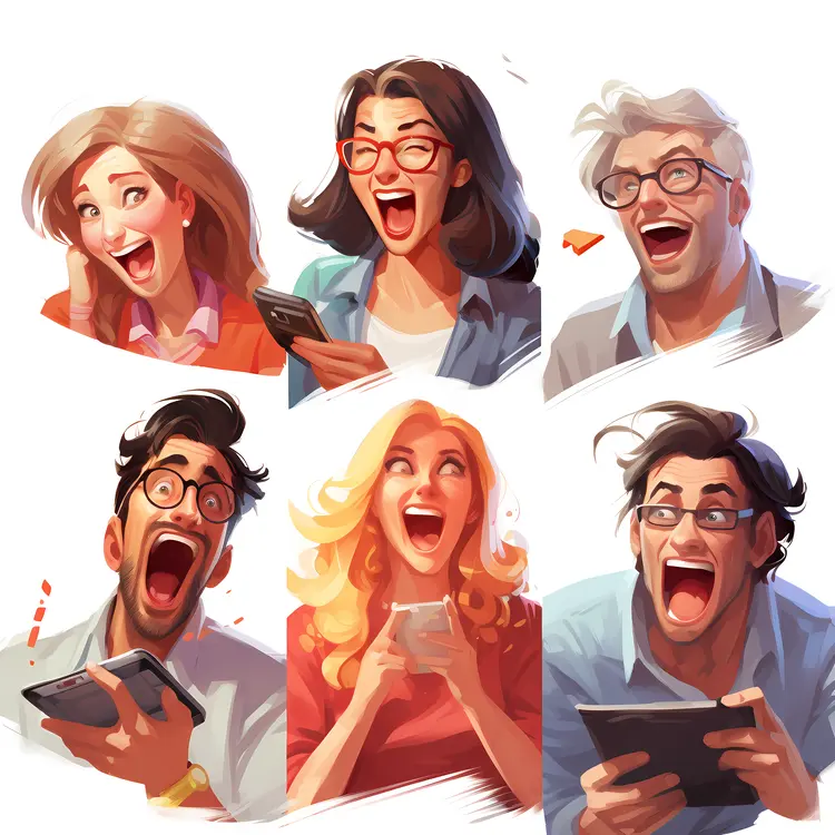 Group of Happy People with Gadgets