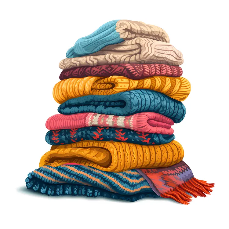 Warm and Colorful Sweaters Pile