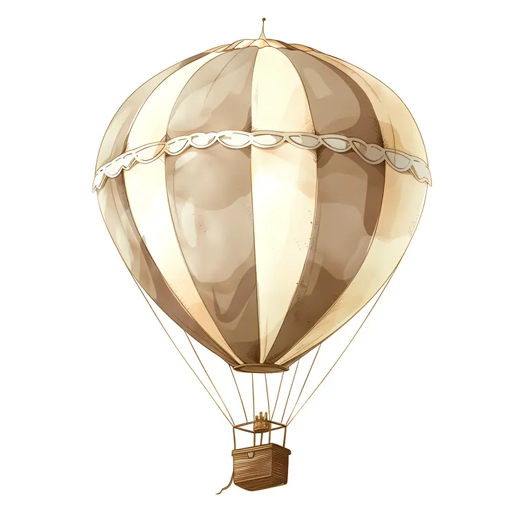 Vintage Hot Air Balloon with Beige Stripes