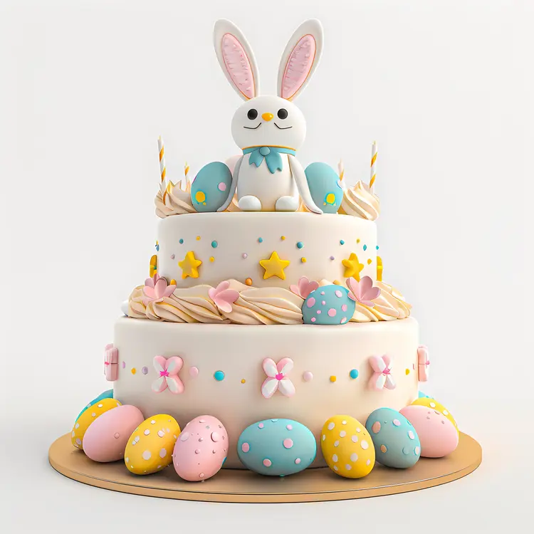 Easter Bunny Cake with Colorful Eggs