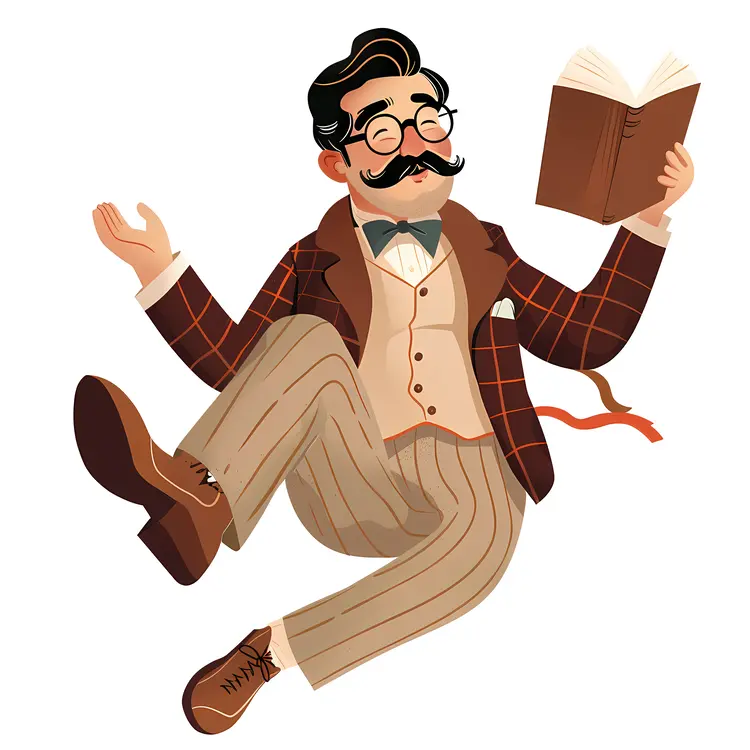 Man with Glasses Reading a Book