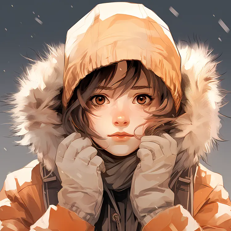 Girl in Orange Winter Jacket