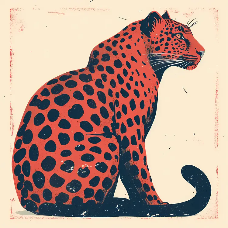 Red and Black Leopard Illustration