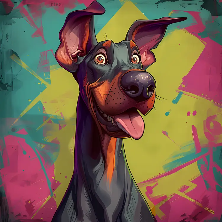 Happy Cartoon Dog with Colorful Background