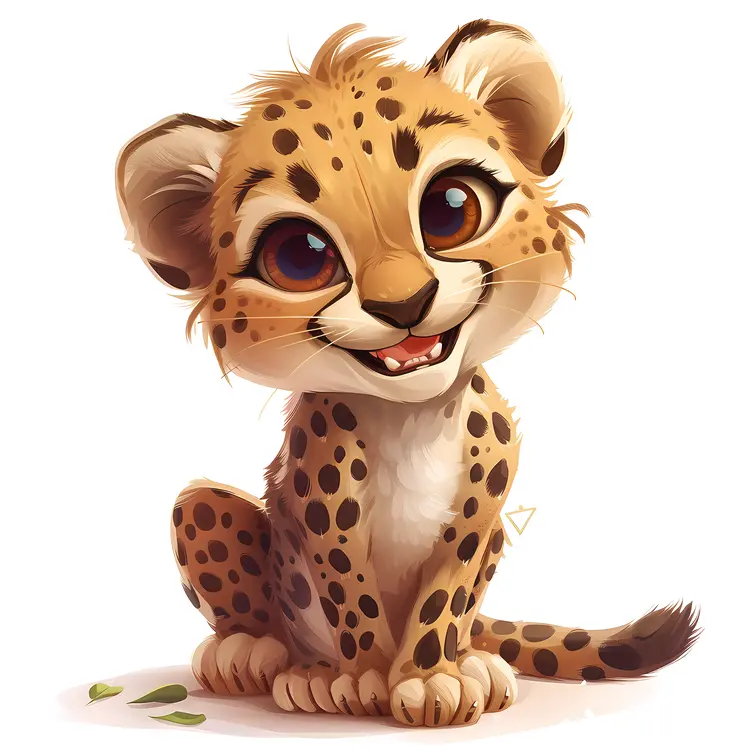 Happy Leopard Cub with Big Eyes