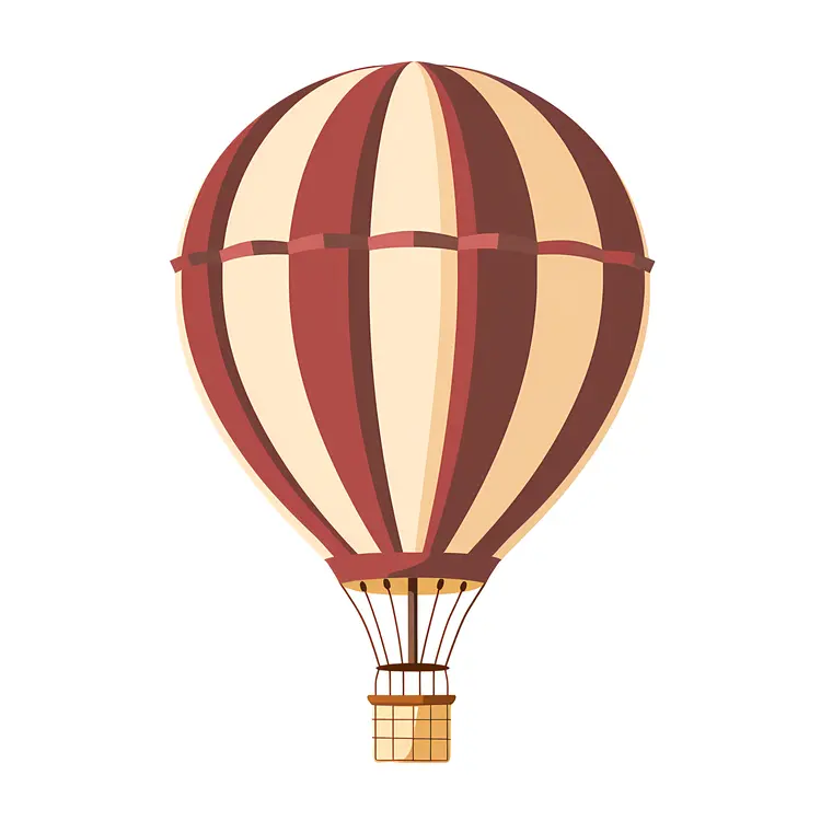 Red and Beige Striped Hot Air Balloon in the Sky