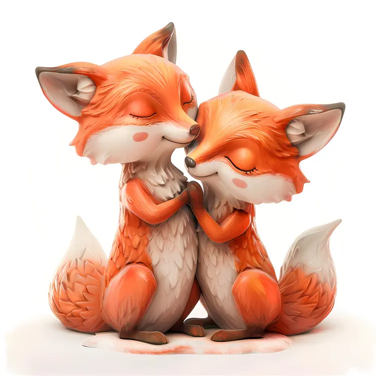 Cute Pair of Cartoon Foxes