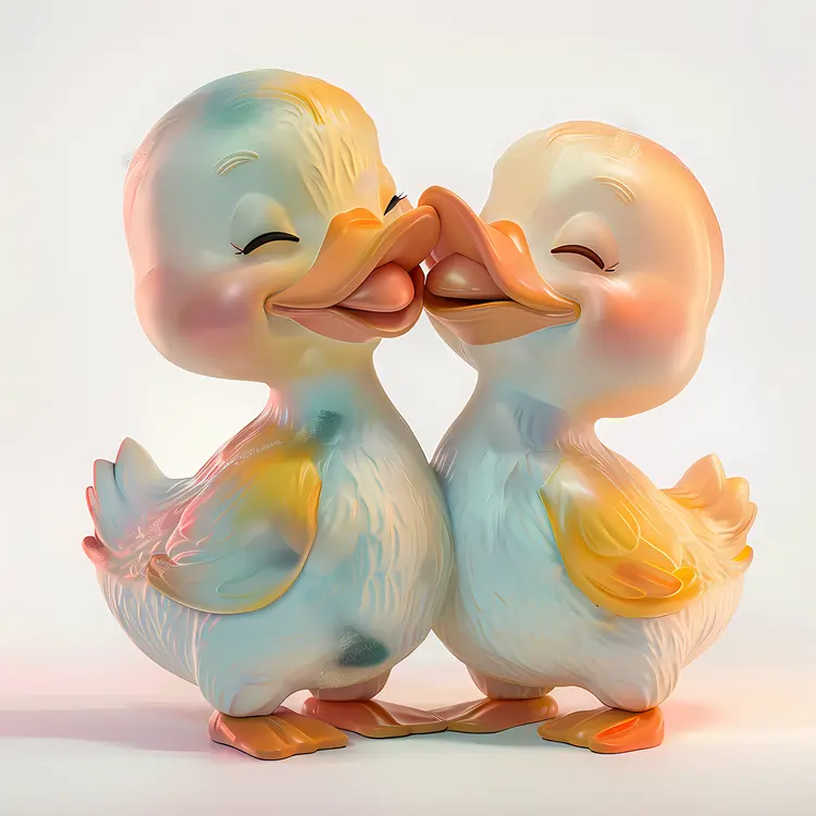 Happy Kissing Cute Ducks