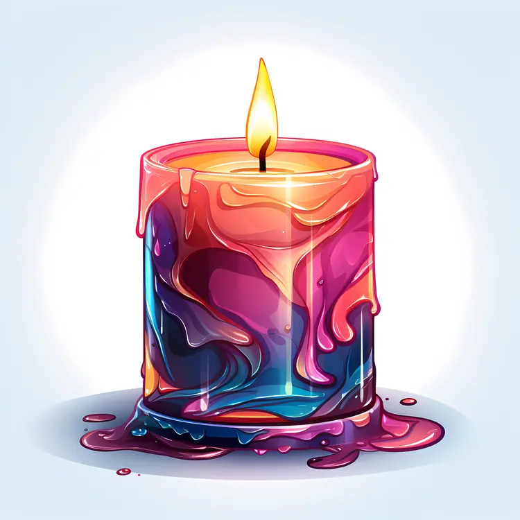 Colorful Candle with Bright Flame
