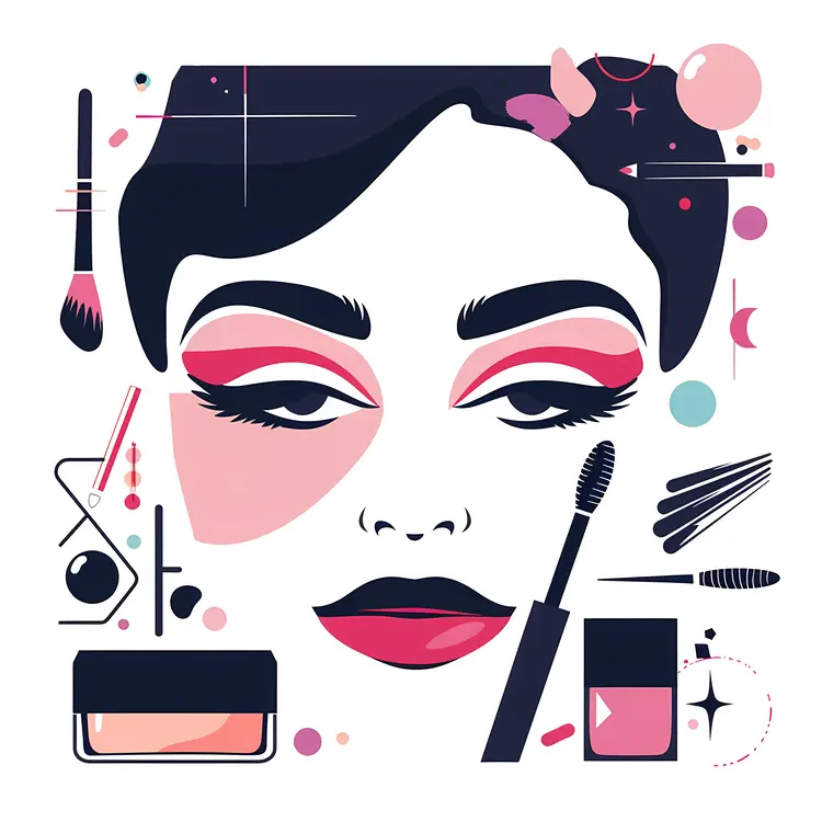 Woman with Assorted Makeup Items