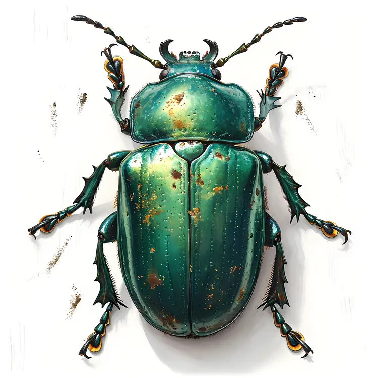 Green Beetle with Detailed Patterns