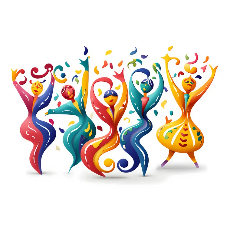 Abstract Colorful Dancers Celebrating