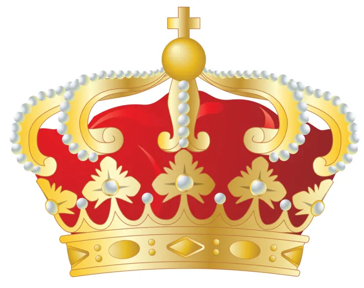 Golden Crown with Red Velvet and Pearls