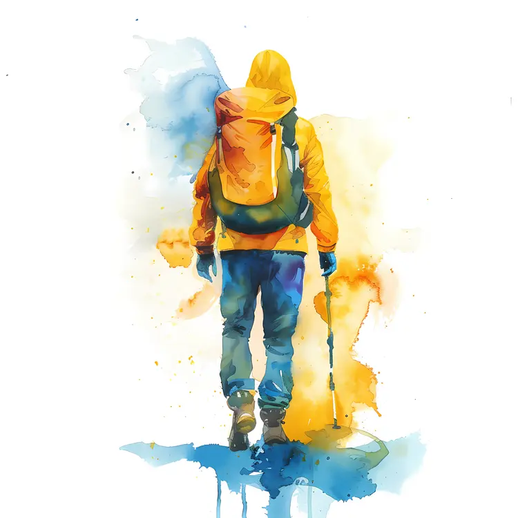 Colorful Watercolor Hiker