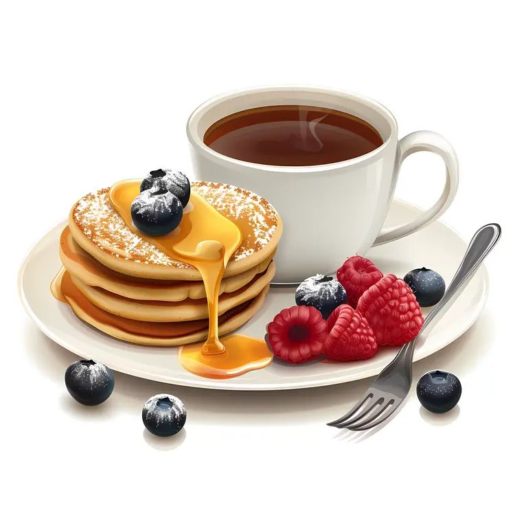 Delicious Pancakes and Coffee Breakfast