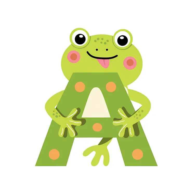 Green Frog with Letter A
