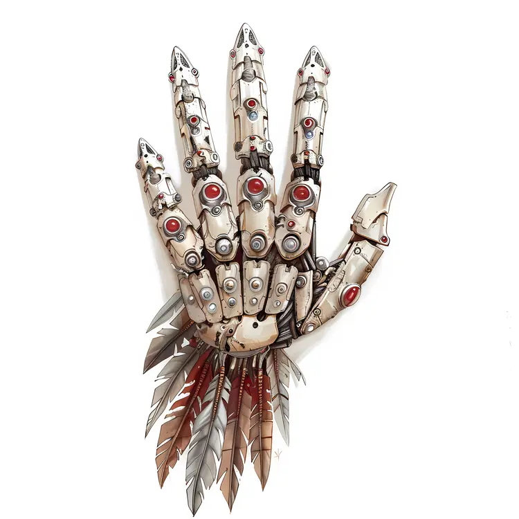 Futuristic Robotic Hand with Feathers