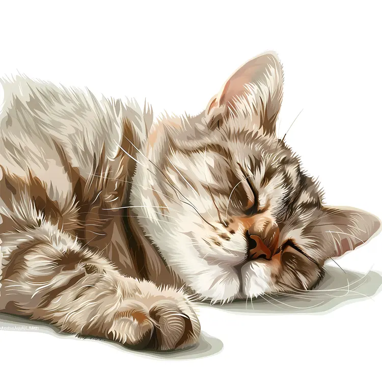 Peaceful Sleeping Kitten Illustration