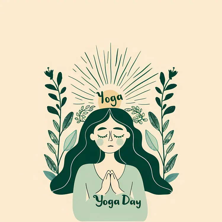 Yoga Day Illustration with Meditating Woman