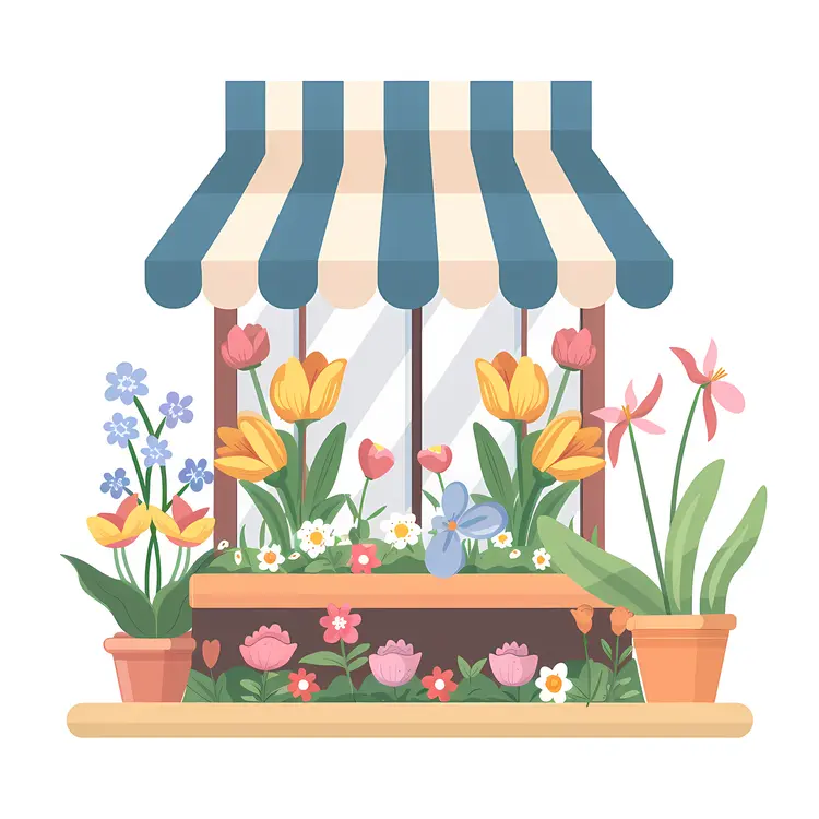 Cute Flower Shop with Colorful Flowers