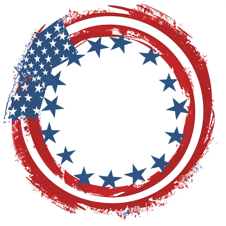 American Flag Circle with Stars