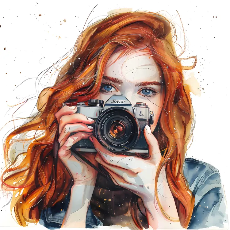 Girl with Camera and Red Hair