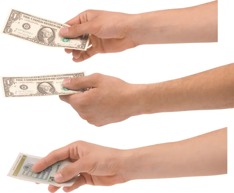 Hand Giving Dollar Bills