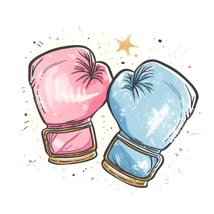 Cute Pink and Blue Boxing Gloves