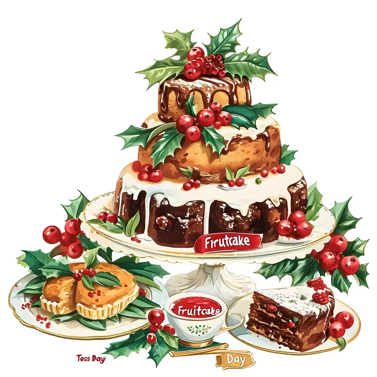 Tiered Fruitcake with Berries and Icing