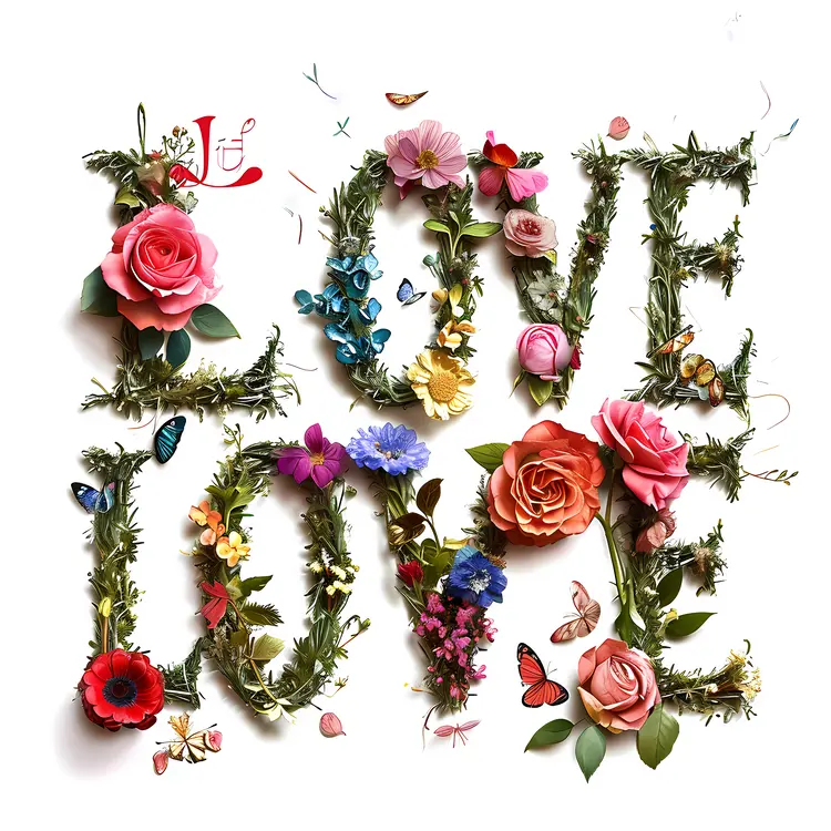 Nature-Inspired Floral LOVE Typography