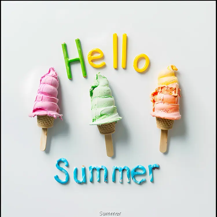 Hello Summer with Colorful Ice Cream
