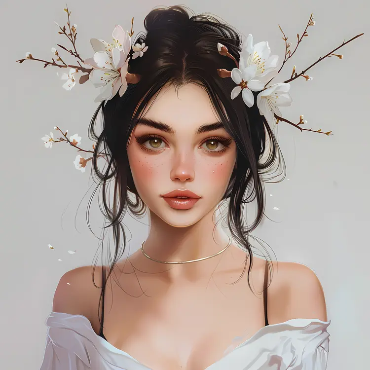 Elegant Girl with Flower Crown