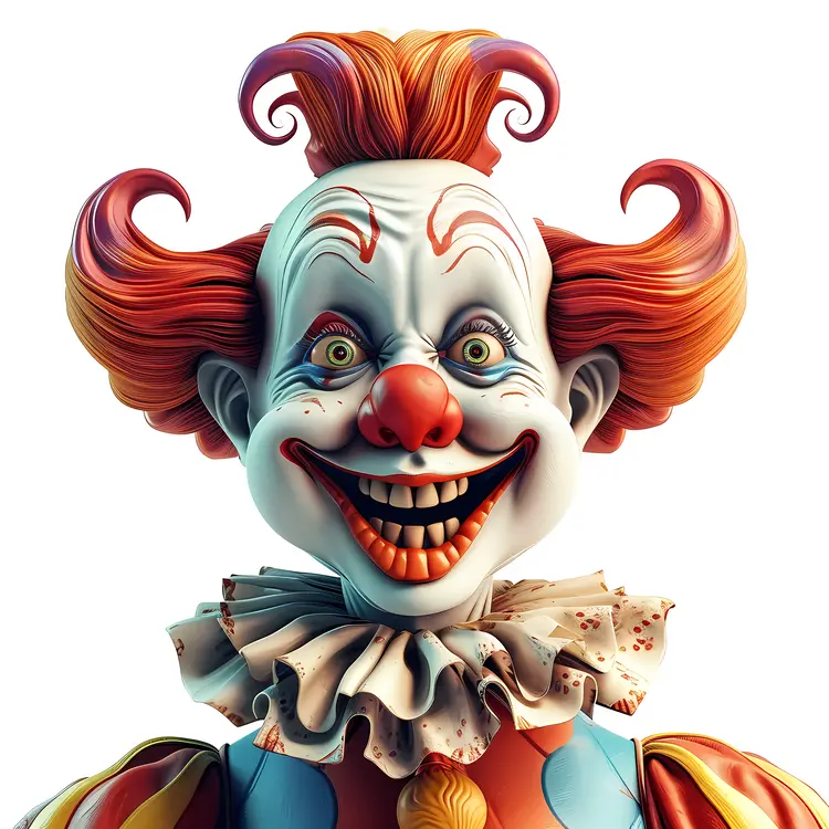 Smiling Clown with Colorful Hair