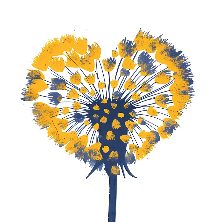 Yellow and Blue Heart-shaped Dandelion
