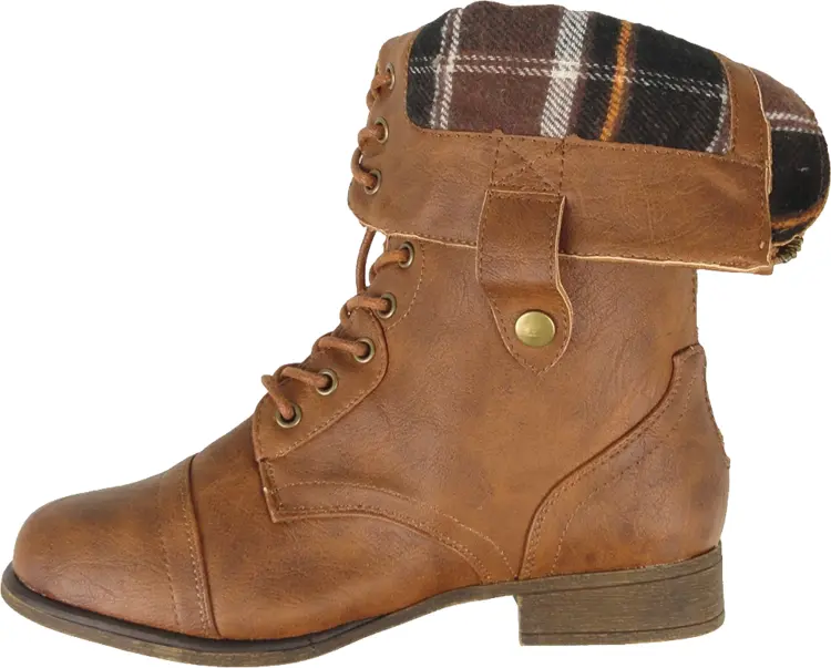 Brown Ankle Boot with Fold-over Design