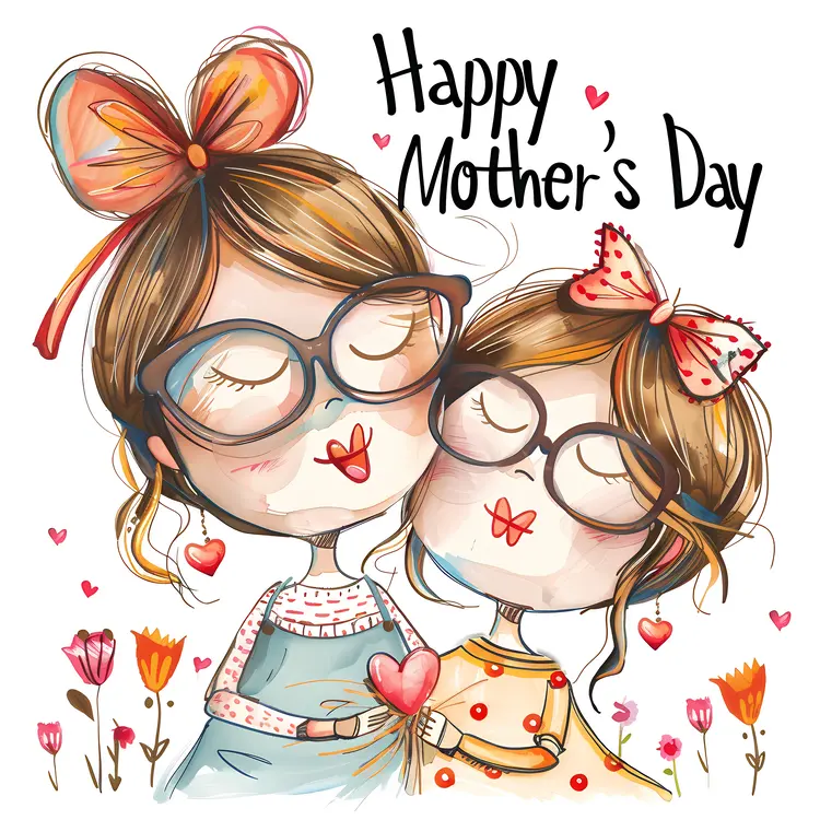 Happy Mother's Day with Cute Illustration