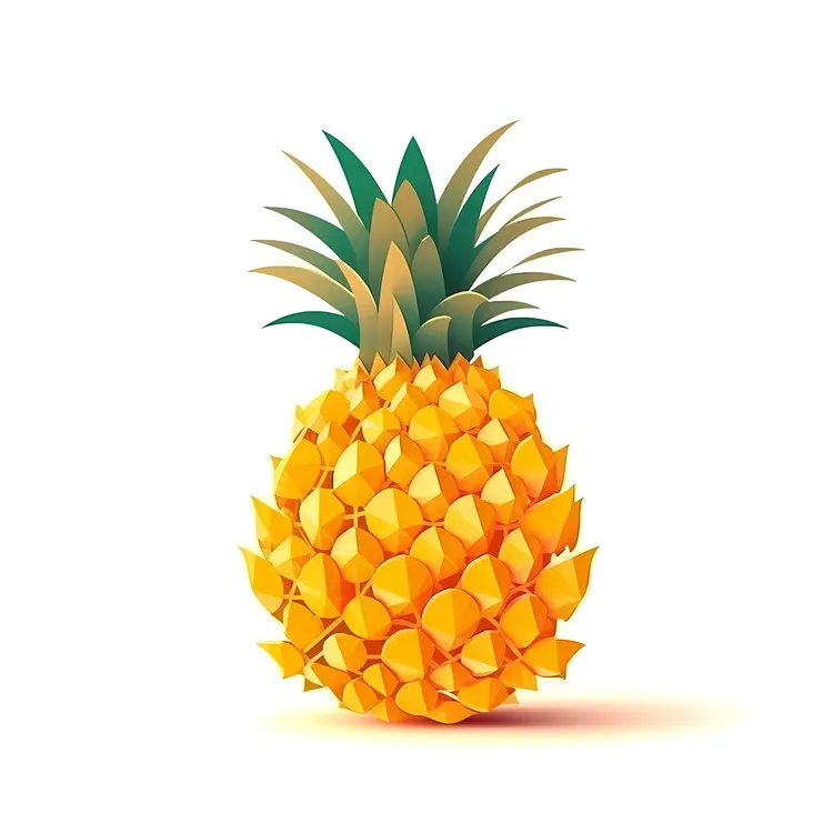 Yellow Pineapple with Green Leaves